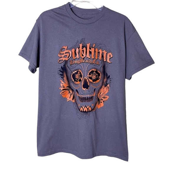 Sublime Gray and Orange Graphic Skull T-Shirt Size M - Picture 1 of 6
